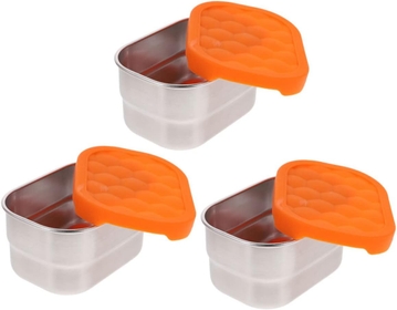 3pcs Stainless Steel Crisper Metal Lunch Boxes Reusable Snack Containers Stainless Steel Lunch Container Chip Container Reusable Freezer Holders Sealing Cap Fruit Child