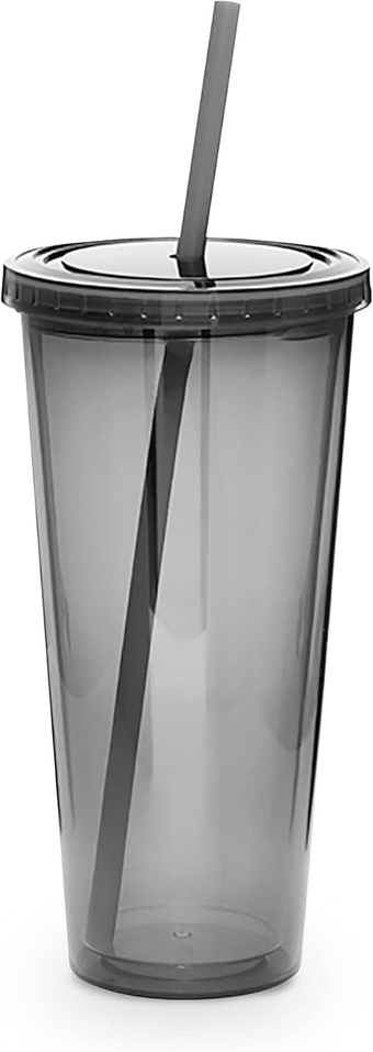 Simple Green Solutions - Acrylic Double Wall Cup for Cold Drinks, Reusable Cups with Lids and Straws, Insulated Plastic Tumblers with Lids and Straw, Acrylic Tumblers, 20 oz Capacity, Graphite