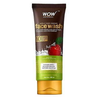 WOW   Apple Cider Vinegar Face Wash Gel - Deep Pore Cleansing For Smooth , Helps Remove Blackheads & Reduce Acne Breakout - Daily Cleaner & Moisturizer For Men, Women & Teens - 100ml