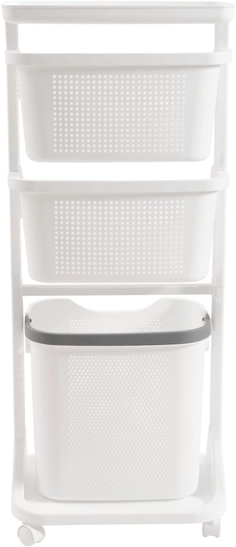 Multi-layer Clothes Storage Laundry Basket, Removable Basket Laundry Cart with Clothes Rack, Laundry Basket Dirty Clothes Baskets Stand for Bathroom Laundry