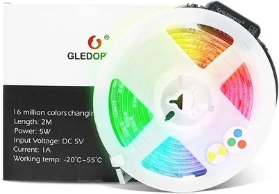 ‎GLEDOPTO Zigbee Pro RGBCCT LED Strip Light 2M 5V RGBW RGBWW USB TV Backlight Kit,Compatible with SmartThings  Echo Plus App/Voice Control Indoor (2M Pro RGBCCT USB Strip Kit)