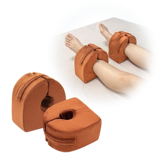 Foot Support Pillows Ankle Protectors Heel Elevator Wedge Foot Elevation Pillow Medical Ankle Cushion for Sleeping Foot Pressure Bed Sore Feet Legs Rest Foam After Surgery Recovery (Brown, 1 Pair)