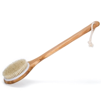 Best Bath Dry Body Brush -Natural Boar Bristles Shower Back Scrubber with Long Handle for Cellulite, Exfoliation, Detox
