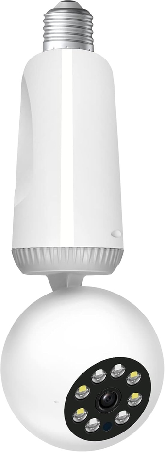 2MP 1080P Wireless Lightbulb Powered PTZ Security Camera with E27 Bulb Connector, Motion Auto Tracking, Two Way Audio, Night Vision, 2.4ghz WiFi IP PTZ CCTV Camera
