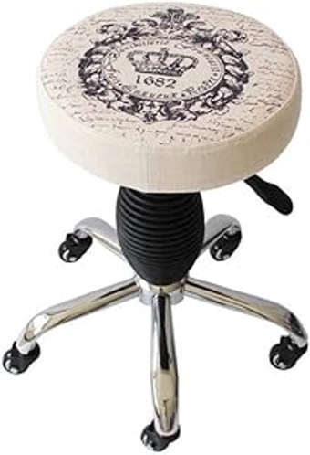 Swivel Bar Stool Computer Stool Chair with Wheels，Adjustable Stool with Blue PU Synthetic Leather Seat，Adjustable Height 48-58 cm，Supported weight 160 Kg，Clinic Stoolfor Hairdressing Hair Cut Manicure
