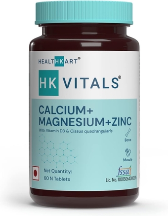 HealthKart HK Vitals Calcium Magnesium & Zinc Tablets with Vitamin D3, Calcium Supplement for Women and Men, for Bone Health & Joint Support, 60 Calcium Tablets