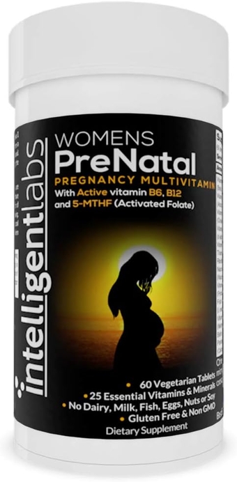 Women's Prenatal Multivitamin, 25 Essential Pregnancy Vitamins and Minerals, with 5-MTHF Activated Folate, Active B12 and B6, Easy-to-Take, 2 Months Supply