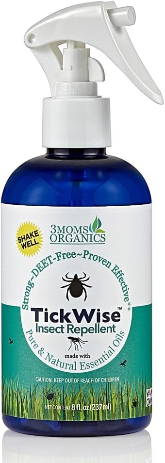 3 Moms Organics TickWise | 8oz Extra Strength, DEET- Free, Tick and Insect Repellent | Plant Based Essential Oils and All Natural Ingredients | Safe for Kids, Adults, Dogs and Horses