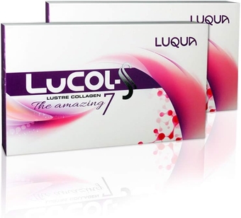 2x Lucol-S Lustre Collagen Vitamin C, Antioxidants - Camu-camu Berries, Acai Berry, Perilla Seed, 7500mg/sachet, Peptide, Rapid Absorption, Reduces Wrinkles & Eye Bags, Relieves Joint Pain, 20sachx10g