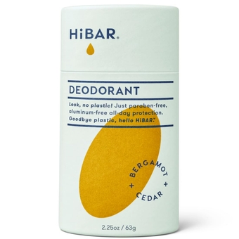 HiBAR Plastic Free Deodorant | Bergamot & Cedar - Aluminum Free Deodorant with Baking Soda, All Day Protection, Effective Odor Control, All Natural Ingredients