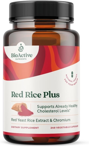 Red Rice Plus Supplement- 240 Vegetable Capsules - Proprietary Blend of Turmeric, Black Pepper, Cayenne Pepper, Ginger Root, and Rosemary - Cholesterol Support