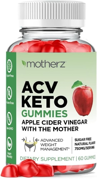 Keto ACV Gummies Advanced Weight Loss - Sugar Free ACV Keto Gummies for Weight Loss - Keto Gummy Supplement for Women and Men - Apple Cider Vinegar Cleanse – Made in USA - 60 Count