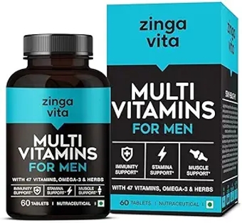 Multivitamin Tablets for Men with 47 Essential Vitamins, Omega 3, Calcium, Zinc & Magnesium, Boost Immunity, Strengthen Bones & Joints - 60 Tablets