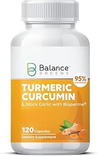 Turmeric Curcumin (95% Curcuminoids) + Black Garlic with Bioperine Black Pepper: The Ultimate Absorption Powerhouse Pills by Balance Breens