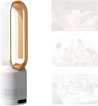 Tower Fan For Bedroom Office Fan, Desk Fan Bladeless, 16 Inch Office Fan Small, Quiet Cooling, 2H Timer Oscillating Fan (Color : Gold, Size : Touch)