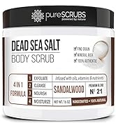pureSCRUBS Premium Organic Body Scrub Set Large 16oz SANDALWOOD BODY SCRUB - Dead Sea Salt Infuse...
