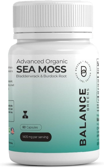 Organic Irish Sea Moss Capsules - 60 Pure SeaMoss, Bladderwrack & Burdock Root Supplement – Thyroid Support, Immune Booster, Digestive Gut Health, Healthy Skin Detox and Joints Support