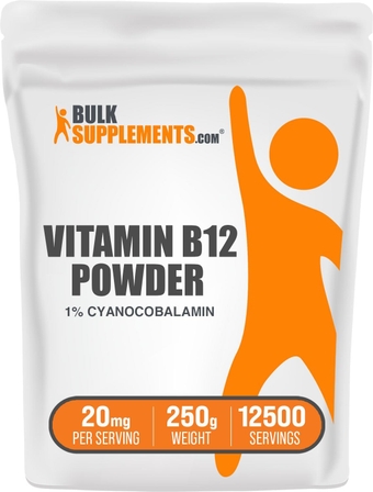 Vitamin B12 Powder (Cyanocobalamin) - Vitamin B Supplements for Energy Production and Nerve Health - 20 mg (1% Cyanocobalamin) per Serving (250 Grams - 8.8 oz)