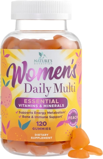 Womens Complete Daily Multivitamin Gummy with Vitamin A, C, D, E, B6, B-12, Biotin & Calcium, Immune Health Support, Womens Multivitamin Gummies, Peach Flavored Daily Vitamins for Women - 120 Gummies