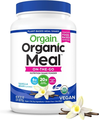 Organic Vegan Meal Replacement Protein Powder, Vanilla Bean - 20g Plant Based Protein, Gluten Free, Dairy Free, Lactose Free, Soy Free, No Sugar Added, For Smoothies & Shakes - 2.01lb