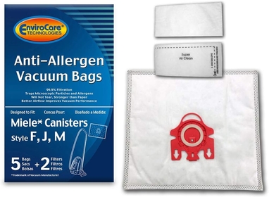 Replacement Vacuum Bags made to fit Miele Canister Vacuums Style F J M 5 pack with 2 Filters