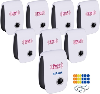 Ultrasonic Pest Repeller Indoor, Pest Repeller Plug in Ultrasonic, Indoor Ultrasonic Repellent for Roach, Rodent, Mice, Spider, Mosquito, Mouse, Bug, Electronic Plug in Pest Control, 8 Packs