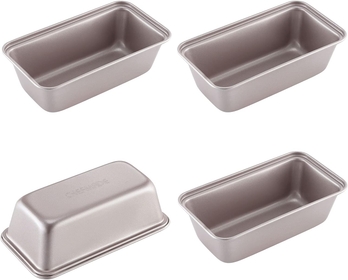 Mini Loaf Pan Set, 5.5-Inch 4Pcs Non-Stick Rectangle Bread and Cake Bakeware for Oven and Instant Pot Baking (Champagne Gold)