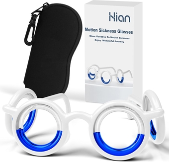Motion Sickness Glasses, Car Sickness Glasses,Relieve Carsickness Airsickness Seasickness Glasses,Anti Nausea Vertigo Glasses, No Lens Liquid Glasses for Adults or Kids(Old-Deep Black-Box)