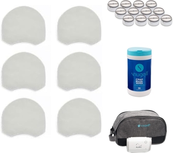 Bundle | Airmini Filters (6 Pack) with Airmini Travel Bag + CPAP Mask Wipes + HumidX Kit (12 Pack)