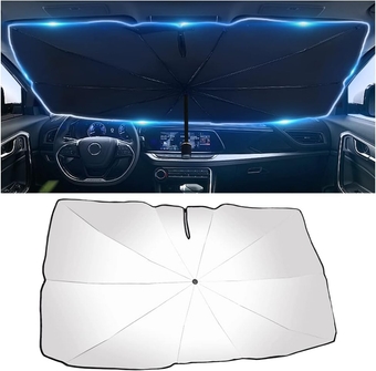 Retractable&Portable Windshield Umbrella Car Sun Shade,Foldable Car Front Window Sunshade for Most Sedans SUV Truck,Durable and Block UV Rays to Cool Down Inside Car&Protect Interior Accessories