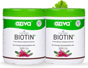 Plant Based Biotin Powder for Hair Growth 10000mcg+ with Amla for Men & Women, Better Hair Growth, Hairfall Control & Healthier Skin, Certified Clean & Vegan, Pack of 2