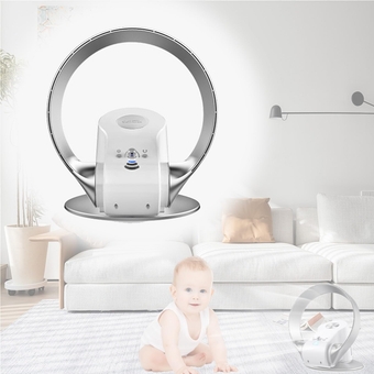 Bladeless Cooling Fan, Desk Fan 12 Inch Small Personal Table Fans, 90° Oscillating, 3 Speeds, 2H Timer, Quiet Conditioning Fan (Color : Silver)