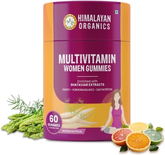Multivitamin Gummies with Shatavari with Biotin, Vitamin A,B1, B2, B3, B5, B6,B9, B12, C, D3 K2, E, Magnesium, Iron, Zinc - Gummies for Women