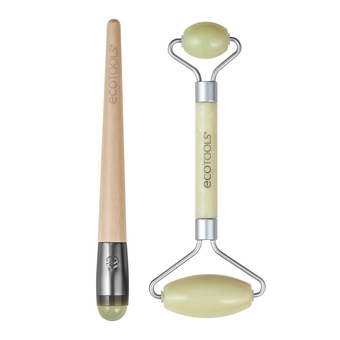 Jade Facial Roller and Eye Roller Duo, Face Roller & Massager, Skincare & Sculpting Tool, Reduces Under Eye Puffiness & Dark Circles, Eco-Friendly, Vegan & Cruelty-Free, 2 Piece Set