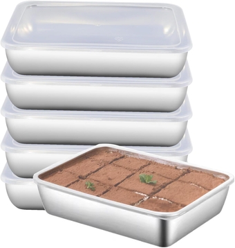 Set of 3,Stainless Steel Rectangle Food Storage Box Container- Leak Plastic Lid Dishwasher Safe - Plastic Free -Clear Lid (3)