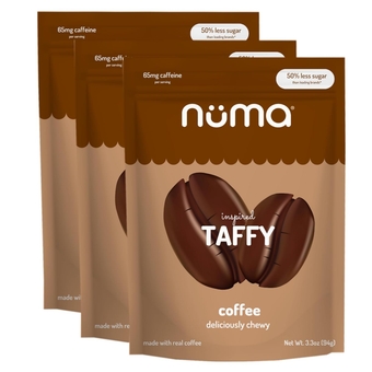 Foods Coffee Chews - Caffeinated Taffy Candy, Low Sugar, High Protein, Low Calorie, All Natural & Gluten Free Coffee Candy with Caffeine - 3 Bags with 10 Coffee Candies Individually Wrapped