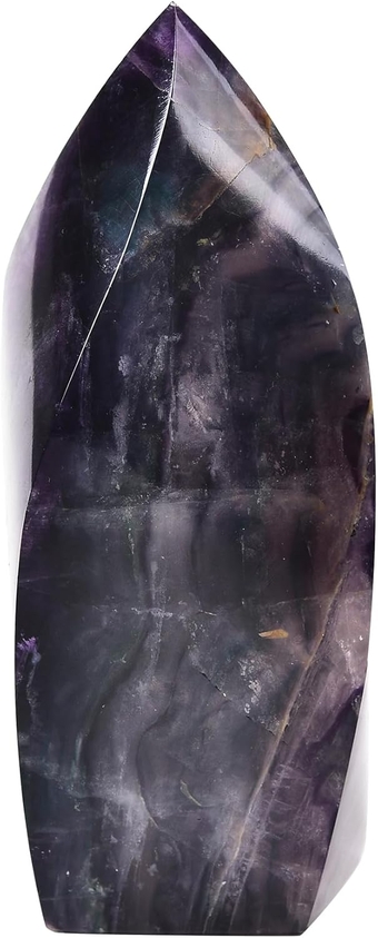 Large Healing Crystal Obelisk Tower Colorful Fluorite Square Spiral Point Wand Home Decor Crystal Grid, Irregular Texture 1.7-2 LBS