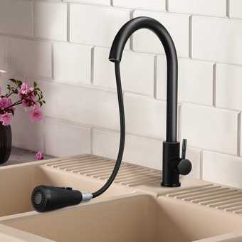 1 Set Kitchen Faucet Kitchen Sink Mixer Taps Single Lever Pull Out Taps Modern Kitchen Taps Kitchen Tap with 360° Rotate Spout Accessories Stop Water Stainless Steel