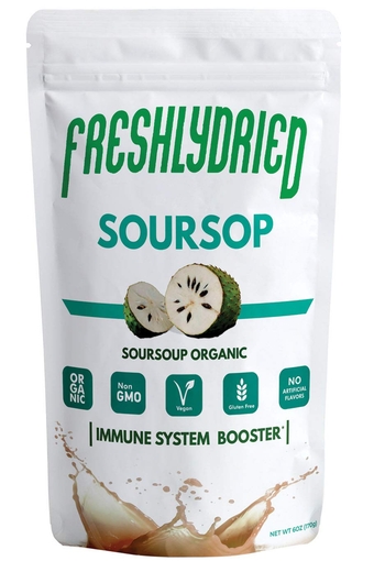 FreshlyDried Concentrated Soursop - Graviola - Guanabana Powder - Immune System Booster w/40 Real Fruits, Rich in Vitamins & Minerals - Non-GMO - Vegan-Friendly – 17 Servings – 6 Ounces