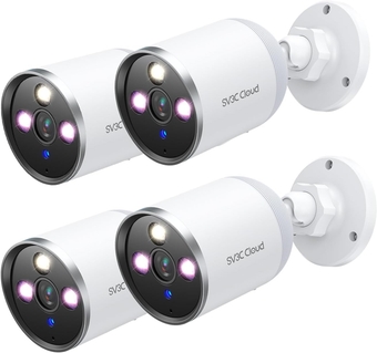 2K WiFi Camera Outdoor, 4 Pack Wired Security IP Cameras for Home Outside Indoor Support ONVIF, Full Color Night Vision, Sound Motion Detection, Two-way Audio, Cloud & SD Card Record, USB Powered