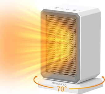 Portable Electric Space Heater, 500W/1100W/1500W Fast Safety PTC Ceramic Heating 4 Timer Fan Feature 70° Oscillating Quiet Room Heaters for Indoor Use Bedroom Small Office under Desk White