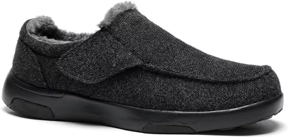 Mens Arch Support Slippers for Plantar Fasciitis Flat Feet, Comfortable Orthopedic Walking Shoes, Winter Warm Slip On Loafers for Foot and Heel Pain Relief