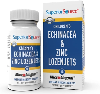 Children’s Echinacea & Zinc Lozenjets, Zinc (1 mg), Slippery Elm, Quick Dissolve MicroLingual Tablets, 60 Ct, Supports a Healthy Immune System, Recovery from Colds, Non-GMO
