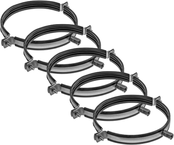 6" Inch Pack of 5 - Pipe Clamp with Rubber Gasket - Galvanized Steel Clamp - Pipe Hanger for  Duct Connection to the Wall or Ceiling - Mounting Bracket Clamp for 6" Ducting