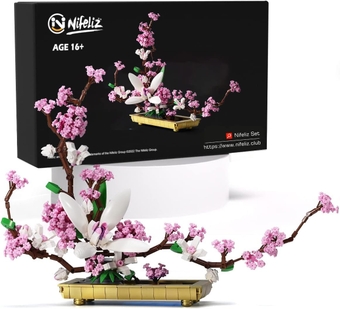 Lilac Bonsai Tree Toy Building Kit and Display Model, Unique Home Flower Bouquet Décor Ideas, A Creative and Relaxing Bonsai Tree Building Project for Adults, Botanical Collection(974 Pieces)