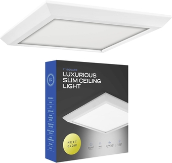 Flush Mount LED Ceiling Light 7 inches 16W 1100 Lumen Dimmable Surface LED Light Fixture for Closet Kitchen Bedroom Ceiling Lights Square White 3000K Warm White, Easy Installation