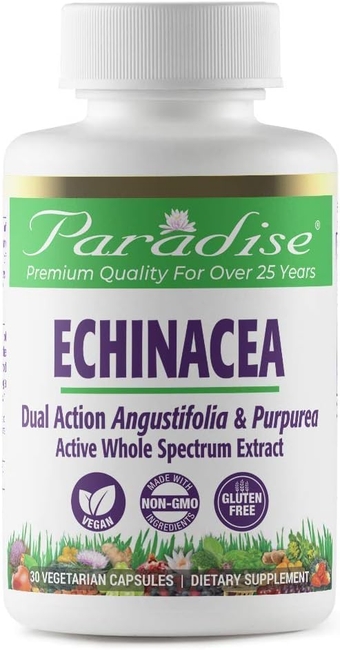 Echinacea Supplement, Dual Action Angustifolia & Purpurea Extract, Non GMO, Vegan, Gluten Free, 30 Veg Capsules