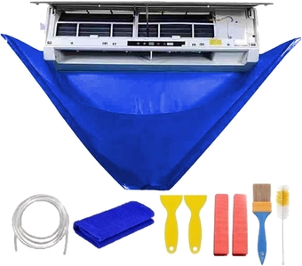 Air Conditioner Cleaning Cover Kit - Waterproof Wall Mounted Split Air Conditioner Dust Washing Clean Cover with Water Pipe - Mini Split Cleaning Bag for Household AC Units, AC Cleaning Tool
