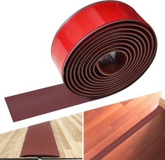 Floor Transition Strip Rubber Threshold Strip Floor Cover Strips Self Adhesive Vinyl Floor Flat Divider Strip Carpet to Tile Transition Strip Carpet Trim (3.28Feet, Brown)