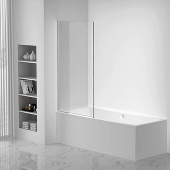 Frameless Fixed Tub Shower Glass Panel - Clear Tempered Glass Bathroom Shower Door Screen for Bathtub 34" W x 58" H Polished Chrome Finish